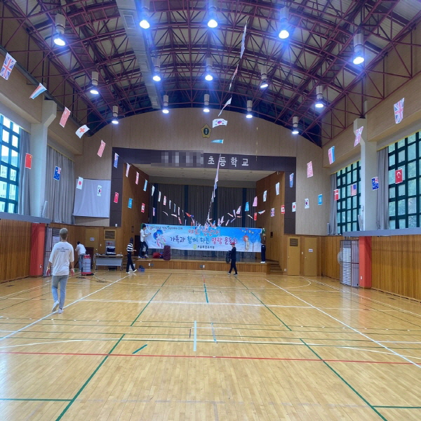 학교운동회 만국기설치